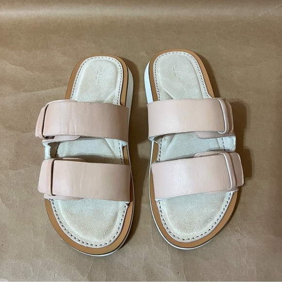 Rag & Bone | Parker Slide Sandals Sheep Nappa Leather Two Strap Stone Size 9.5 - Picture 4 of 16